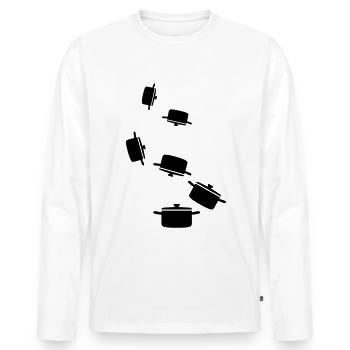 symbole de marmite - T-shirt manches longues Premium bio Homme - blanc - Devant - Nico (187cm)