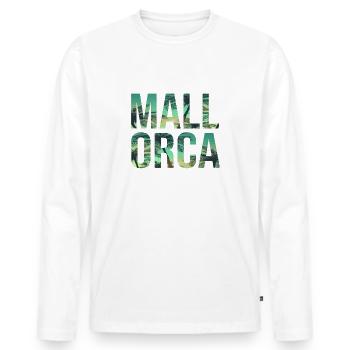 Mallorca Geschenkidee Palmen Sonne Strand Ferien - Männer Premium Bio Langarmshirt - Weiß - Vorne - Nico (187cm)