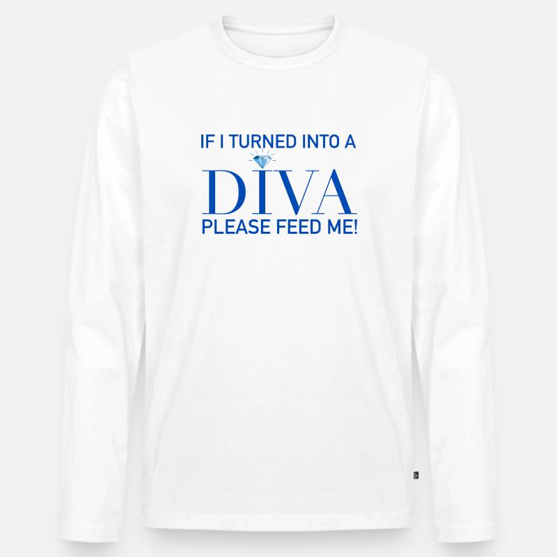 Diva - Männer Premium Bio Langarmshirt - Weiß