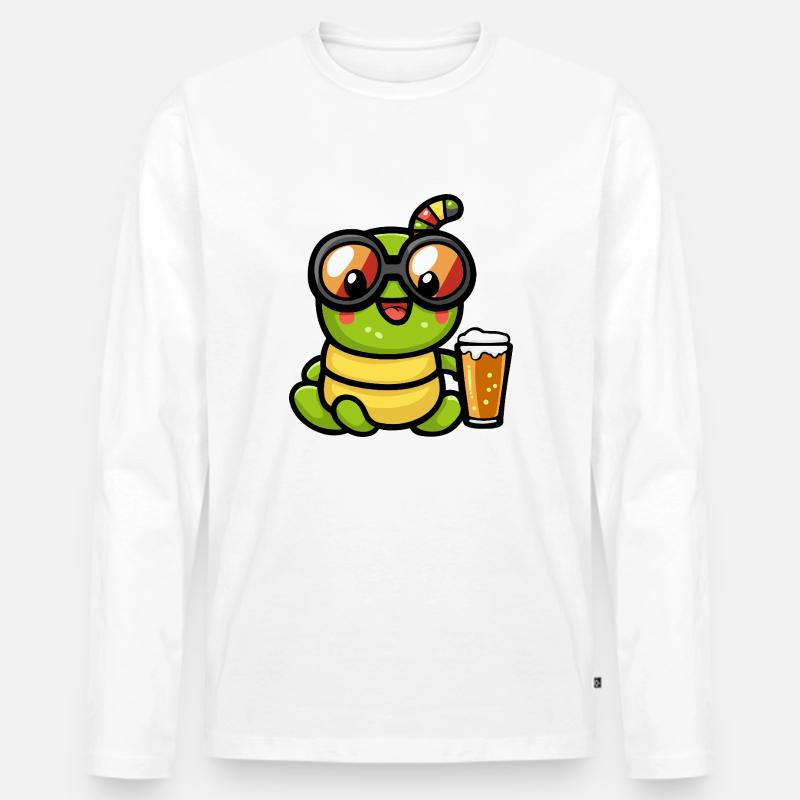 Wurm Apres Ski Bier Comic - Männer Premium Bio Langarmshirt - Weiß