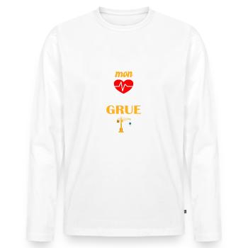 J'ai suivi mon coeur t-shirt grutier métier - T-shirt manches longues Premium bio Homme - blanc - Devant - Nico (187cm)