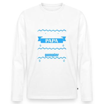 meilleur papa pompier, cadeau fête des pères - T-shirt manches longues Premium bio Homme - blanc - Devant - Nico (187cm)