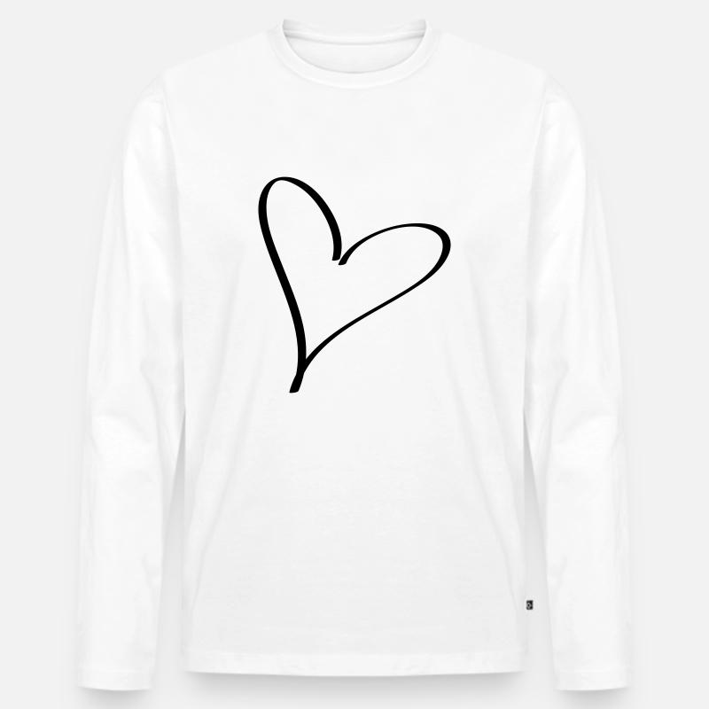 Herz - Männer Premium Bio Langarmshirt - Weiß