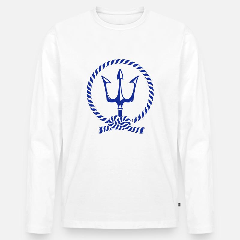 neptuns dreizack - Männer Premium Bio Langarmshirt - Weiß