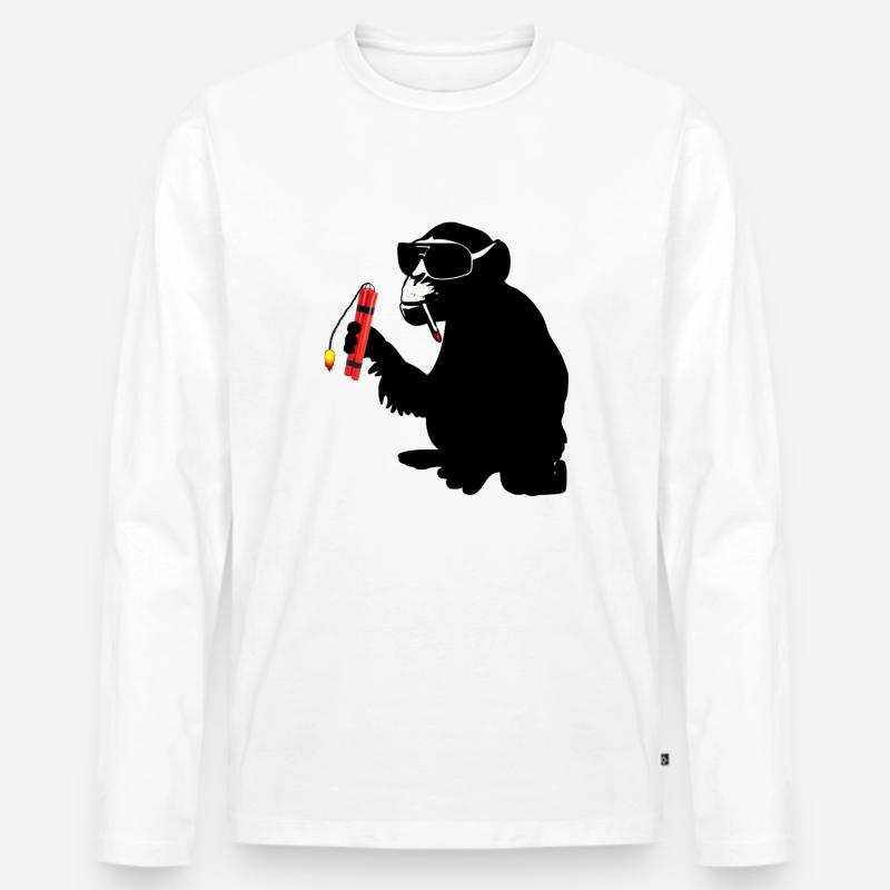explosiv monkey - Männer Premium Bio Langarmshirt - Weiß
