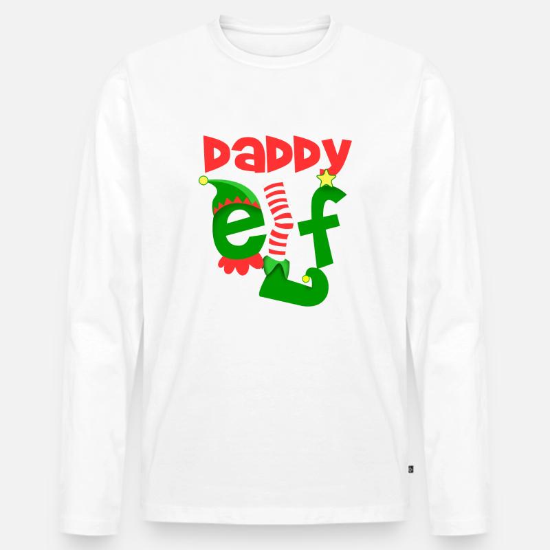 daddy elf - Männer Premium Bio Langarmshirt - Weiß