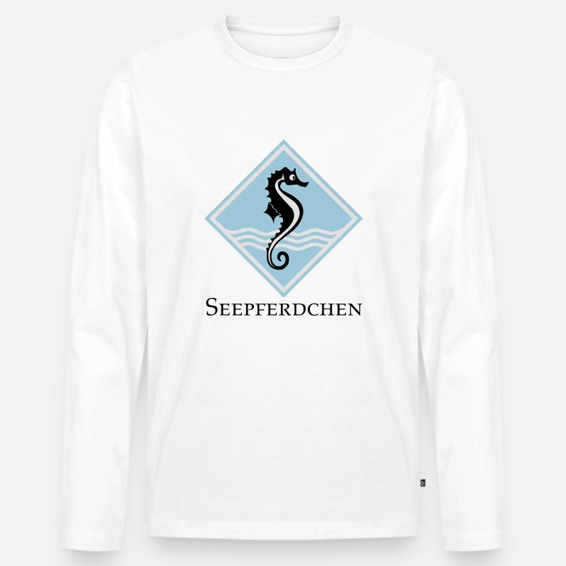 Seepferdchen - Männer Premium Bio Langarmshirt - Weiß
