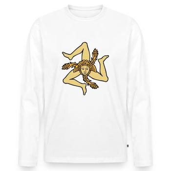 Sizilien Trinacria sizilianische Flagge Sicilia - Männer Premium Bio Langarmshirt - Weiß - Vorne - Nico (187cm)
