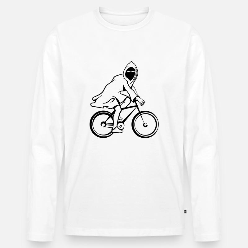 fahrrad gespenst geist witzig - Männer Premium Bio Langarmshirt - Weiß