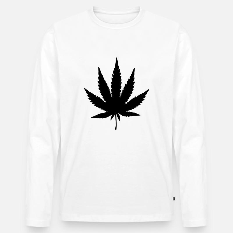 weed leaf design - Männer Premium Bio Langarmshirt - Weiß