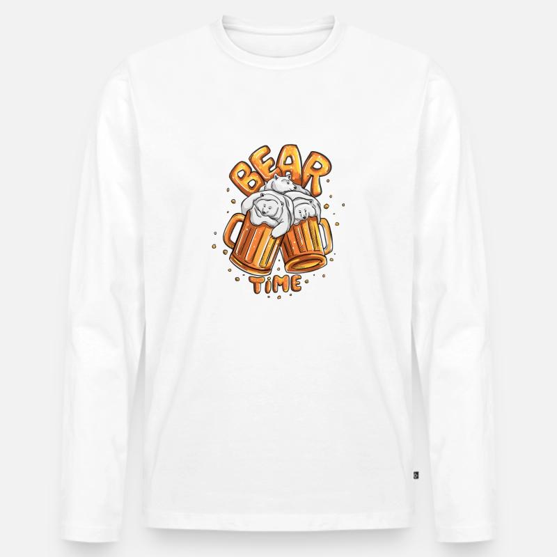 Bear time - Männer Premium Bio Langarmshirt - Weiß