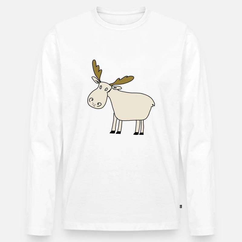 Elch - Männer Premium Bio Langarmshirt - Weiß