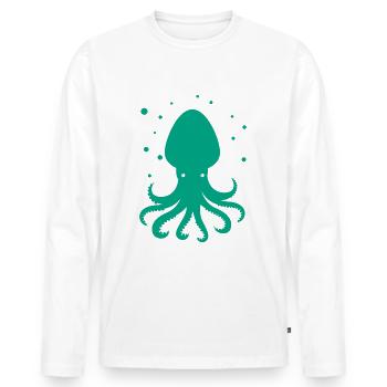 Oktopus - Krake - Zootier - Meereswesen - Männer Premium Bio Langarmshirt - Weiß - Vorne - Nico (187cm)