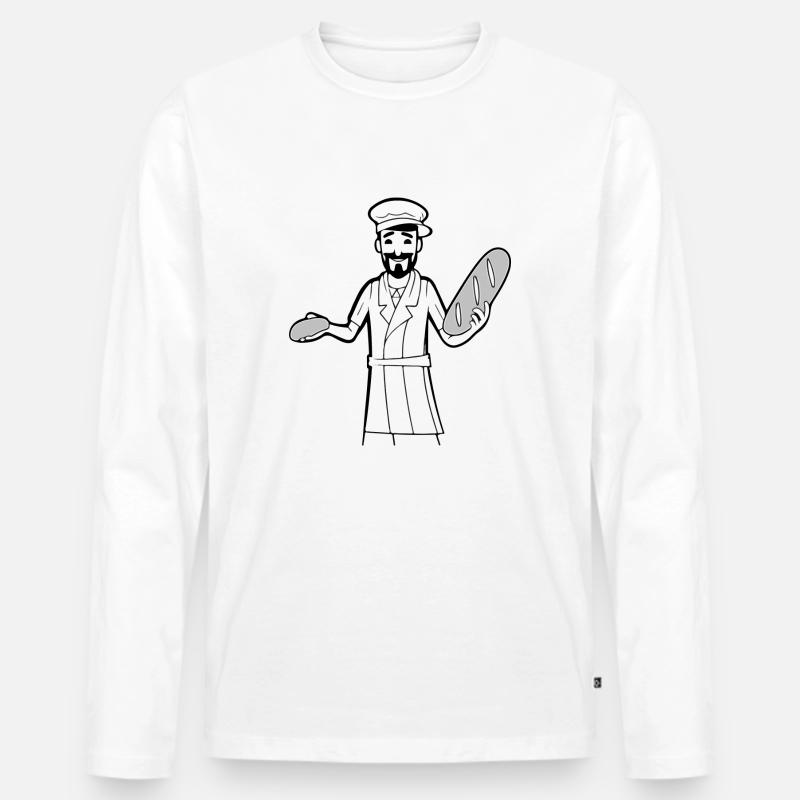 Der Bäcker - Männer Premium Bio Langarmshirt - Weiß