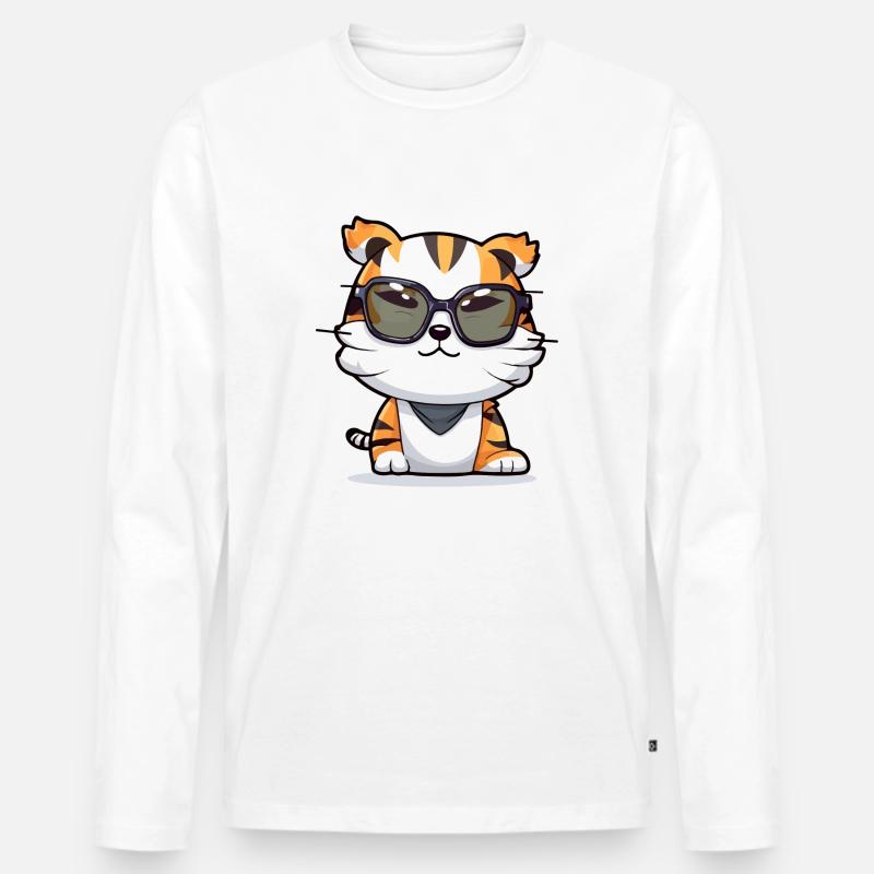 Kako der Tiger - Männer Premium Bio Langarmshirt - Weiß