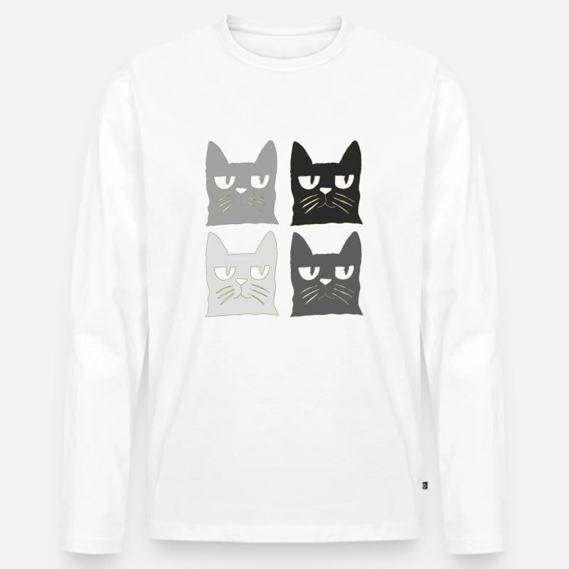 katzen schwarz grau - Männer Premium Bio Langarmshirt - Weiß