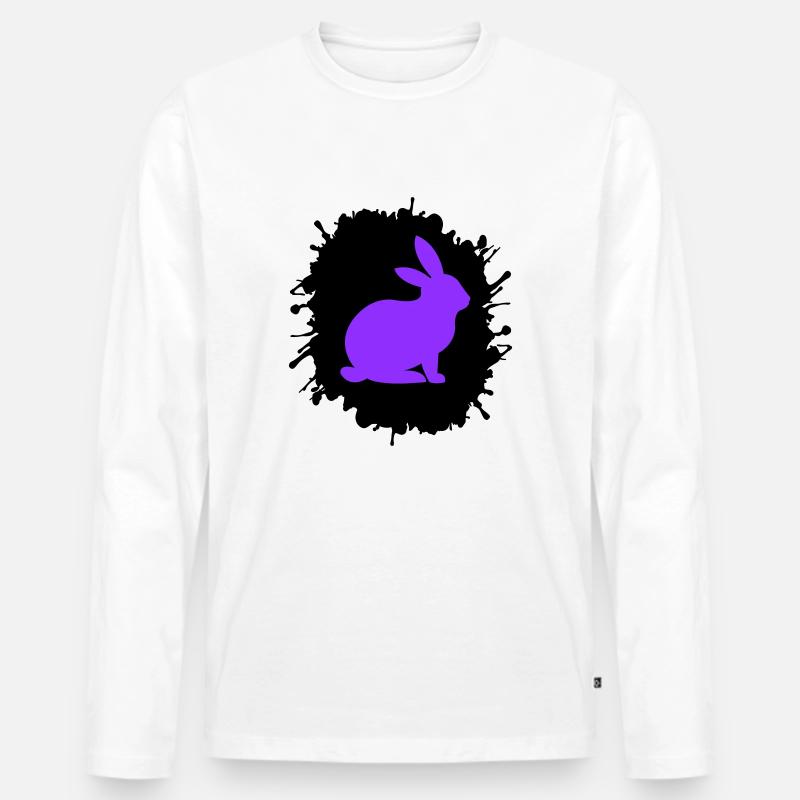 splatter hase - Männer Premium Bio Langarmshirt - Weiß