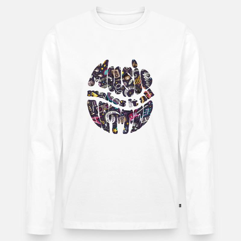 Music makes it all better - Männer Premium Bio Langarmshirt - Weiß