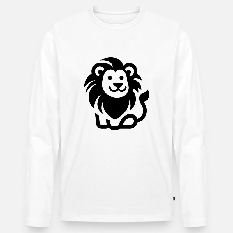 NIEDLICHER LÖWE - Männer Premium Bio Langarmshirt - Weiß