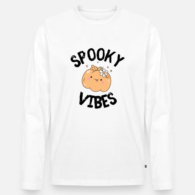 Halloween Spooky - Männer Premium Bio Langarmshirt - Weiß