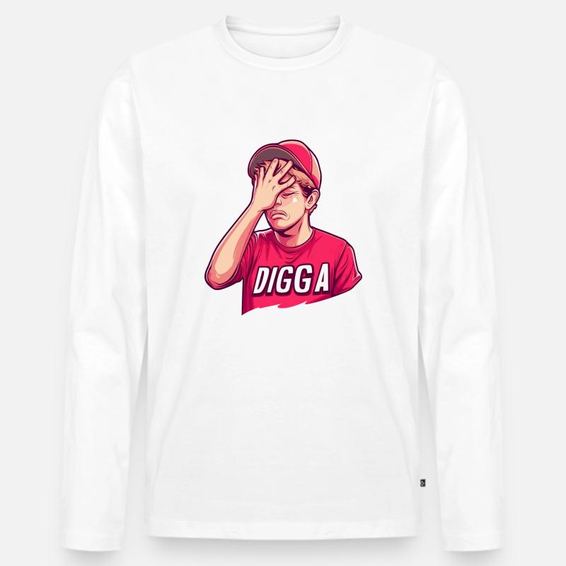 Digga Facepalm - Männer Premium Bio Langarmshirt - Weiß