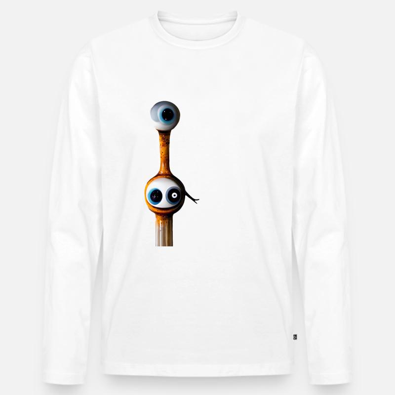 Augen übereinander abstrakt - Männer Premium Bio Langarmshirt - Weiß