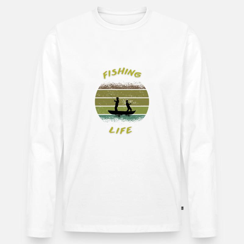 Fischer auf einem Boot. - Männer Premium Bio Langarmshirt - Weiß