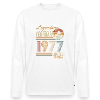 Février 1977 Born Birthday Retro - T-shirt manches longues Premium bio Homme - blanc - Devant - Nico (187cm)