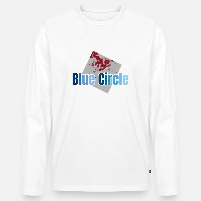 Graues Quadrat Blauer Kreis - Männer Premium Bio Langarmshirt - Weiß