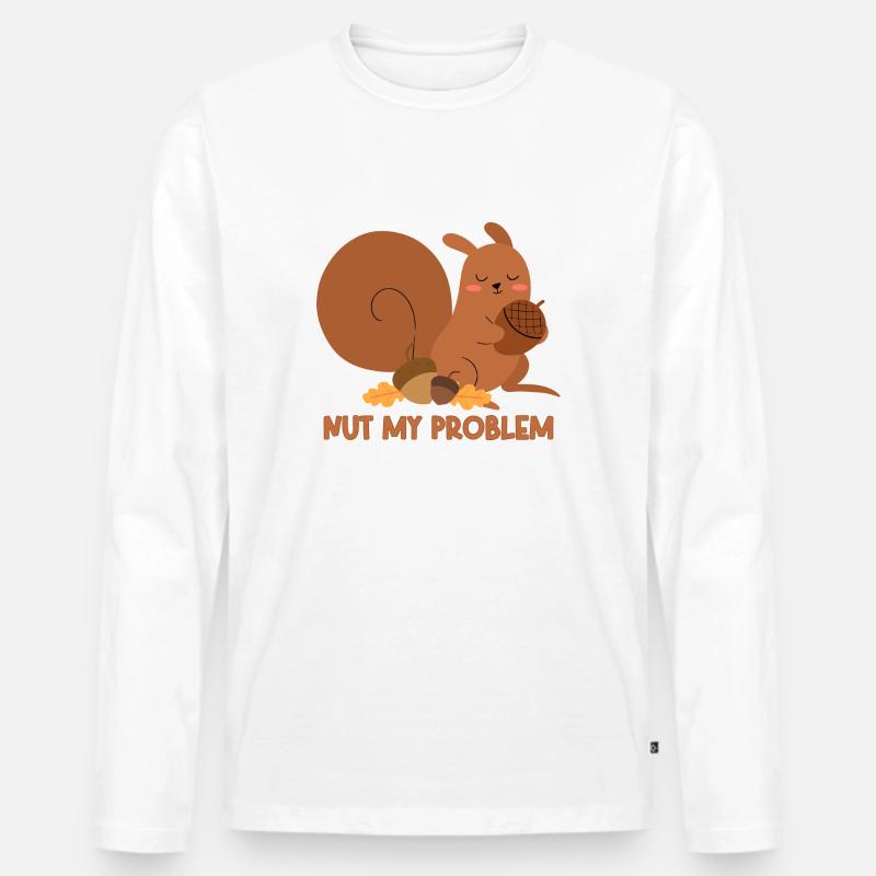 Nut My Problem Eichhörnchen - Männer Premium Bio Langarmshirt - Weiß