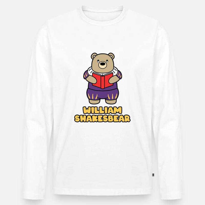 WILLIAM SHAKESBEAR - Männer Premium Bio Langarmshirt - Weiß
