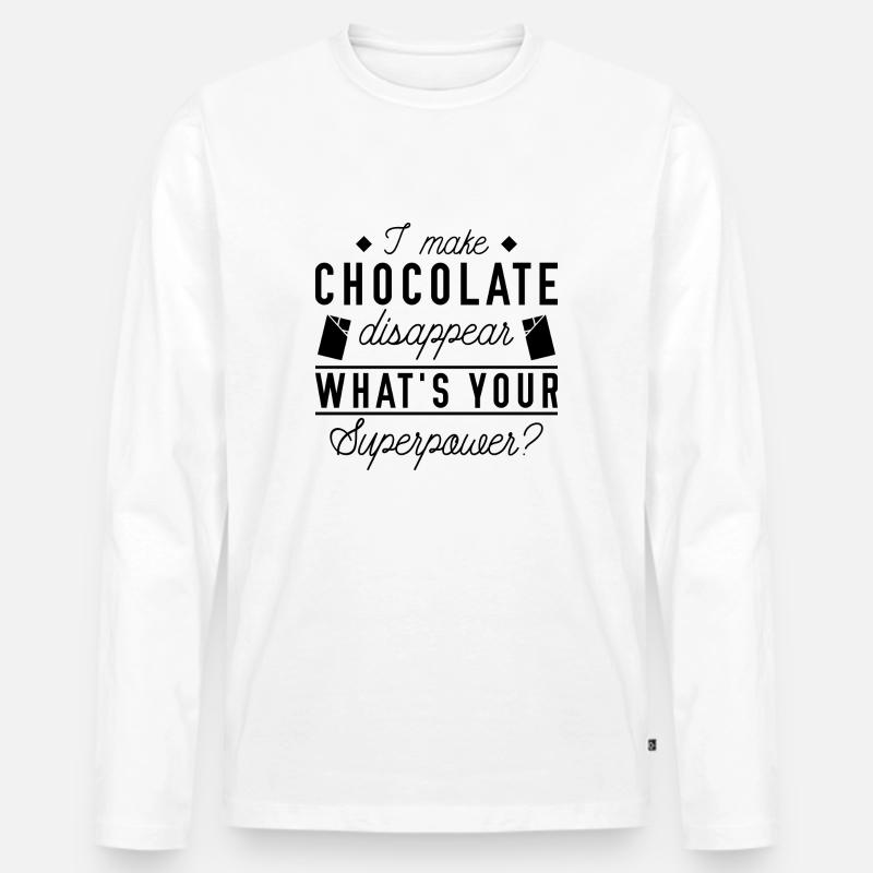 Ich lasse Schokolade verschwinden - Männer Premium Bio Langarmshirt - Weiß