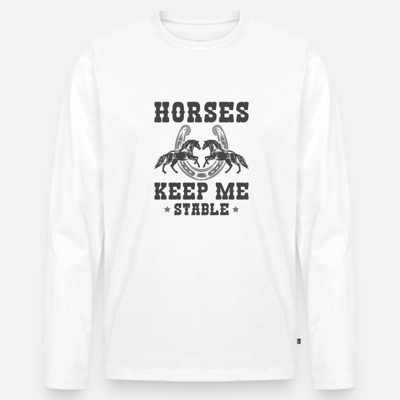 Pferde halten mich stabil - Männer Premium Bio Langarmshirt - Weiß