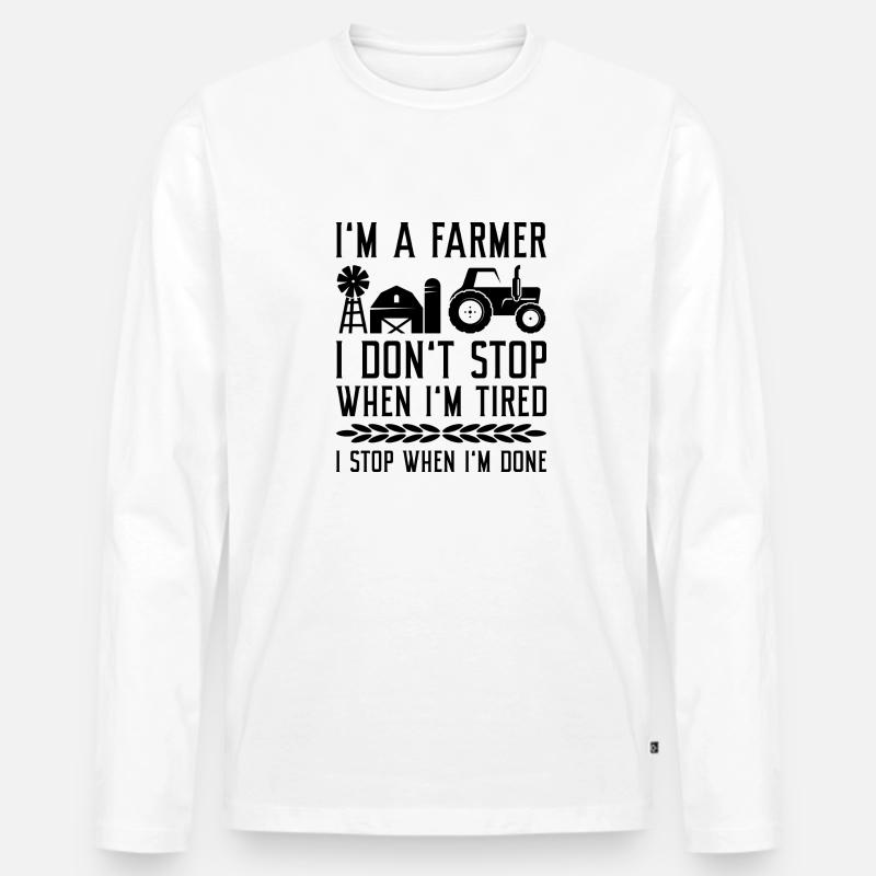 Ich bin ein Bauer - Männer Premium Bio Langarmshirt - Weiß