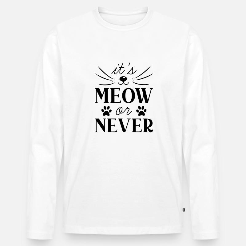 Es ist Miau oder nie - Männer Premium Bio Langarmshirt - Weiß