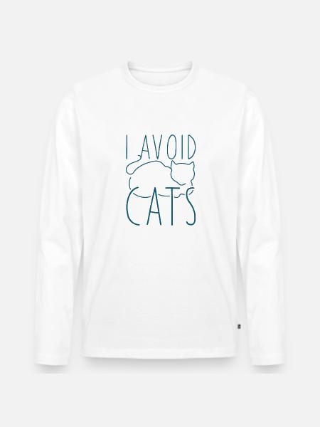 I Avoid Cats - Men's Premium Organic Long Sleeve Shirt - white