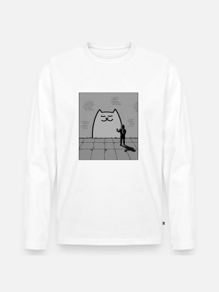 Schläfrige Katze - Männer Premium Bio Langarmshirt - Weiß