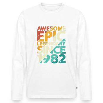 1982 Naissance 40e anniversaire - T-shirt manches longues Premium bio Homme - blanc - Devant - Nico (187cm)