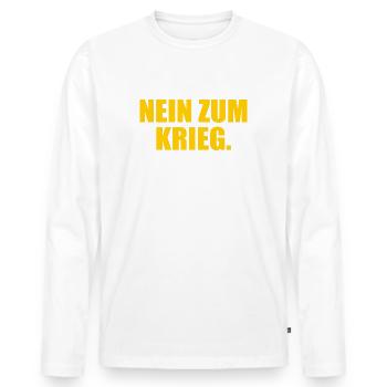 Non à la guerre - T-shirt manches longues Premium bio Homme - blanc - Devant - Nico (187cm)