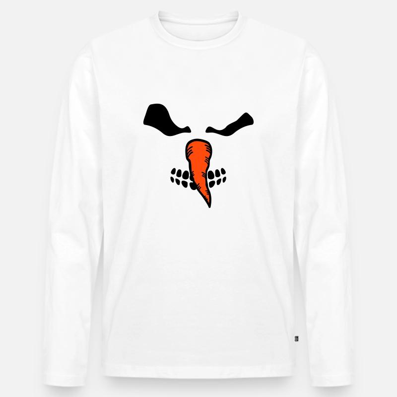 Schneemann - Männer Premium Bio Langarmshirt - Weiß