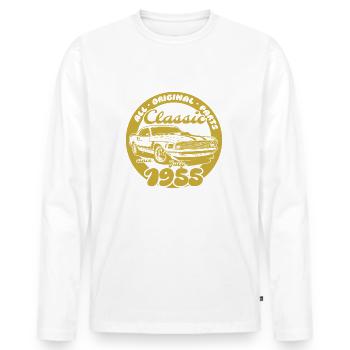 70. Geburtstag - Klassiker Musclecar 07/1955 - Männer Premium Bio Langarmshirt - Weiß - Vorne - Nico (187cm)