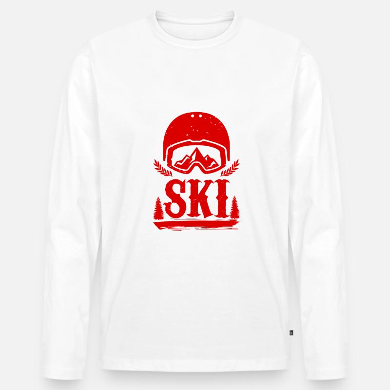 Ski Sport - Männer Premium Bio Langarmshirt - Weiß