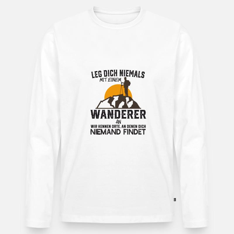 Wandern Lustiger Spruch Geschenk - Männer Premium Bio Langarmshirt - Weiß