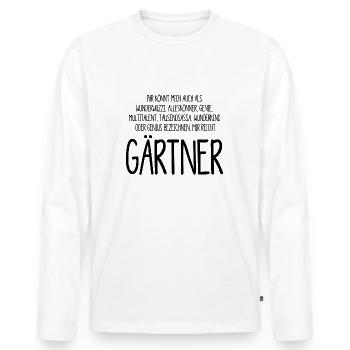 Gärtner - Alleskönner, Genie, Multitalent - Männer Premium Bio Langarmshirt - Weiß - Vorne - Nico (187cm)