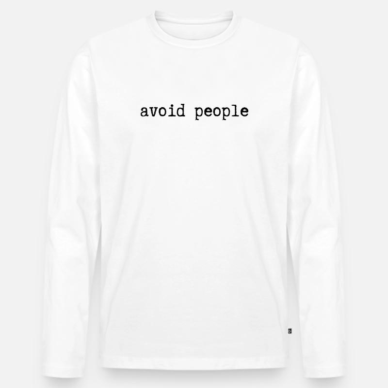 avoid people - Männer Premium Bio Langarmshirt - Weiß