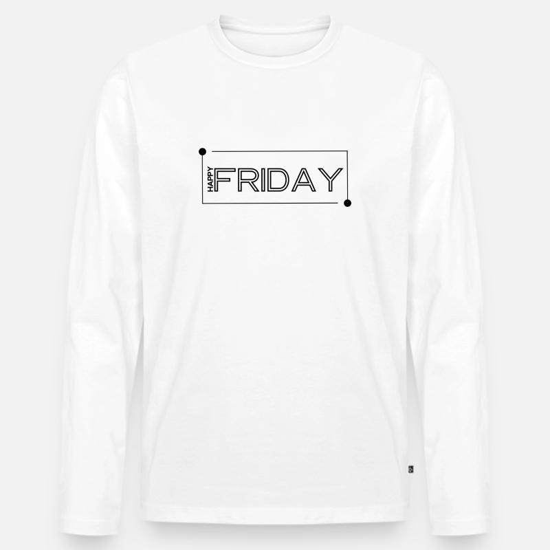 Happy Friday - Männer Premium Bio Langarmshirt - Weiß