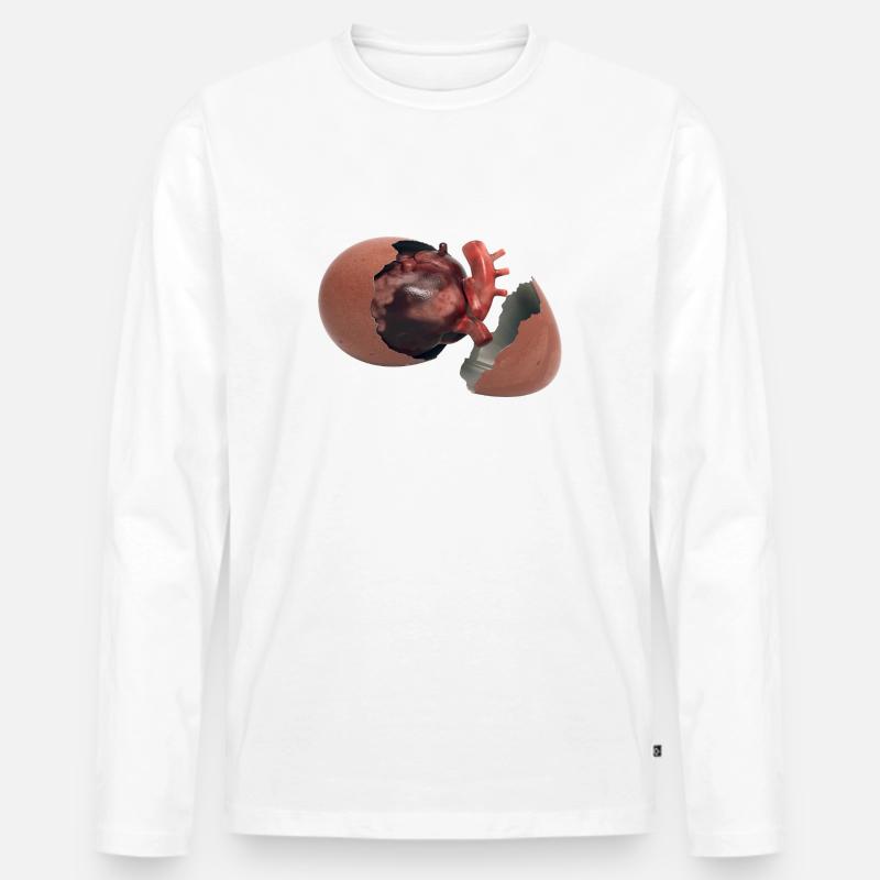 Herz im Ei - Männer Premium Bio Langarmshirt - Weiß