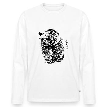 Bär - Männer Premium Bio Langarmshirt - Weiß - Vorne - Nico (187cm)