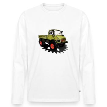 Unimog - Oldtimer - Offroad - Dispositif moteur universel - T-shirt manches longues Premium bio Homme - blanc - Devant - Nico (187cm)
