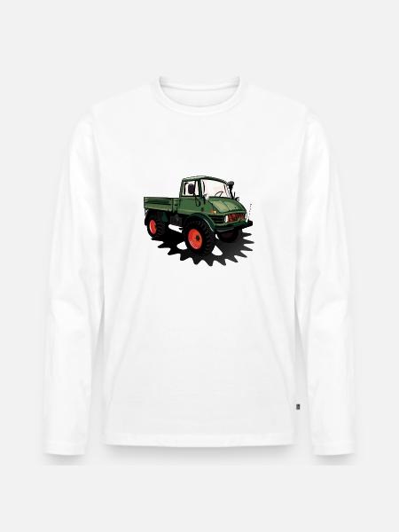 Unimog - Oldtimer - Offroad - Universal Motorgerät - Männer Premium Bio Langarmshirt - Weiß